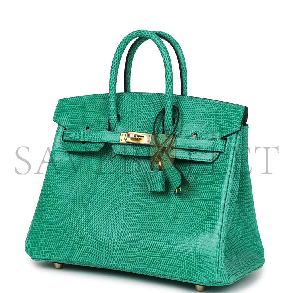 H**mes master birkin 25 lizard bamboo green gold buckle h028352ca19 (25*20*13cm)